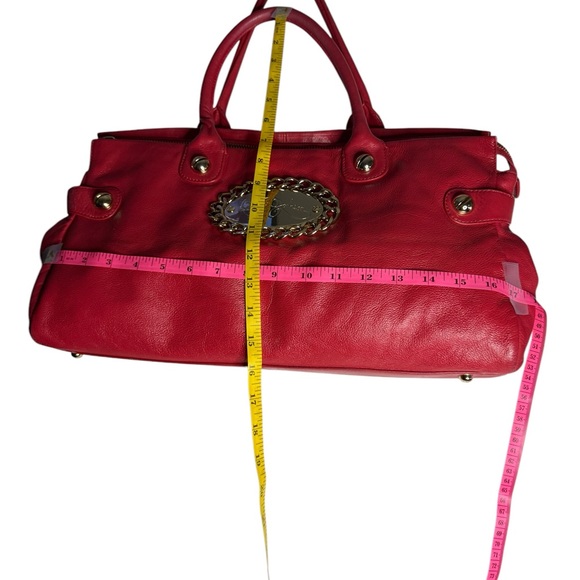 VTG Y2K Betsey Johnson Studded Tooled Red Leather Sachet Handbag Hobo Purse - Picture 8 of 9